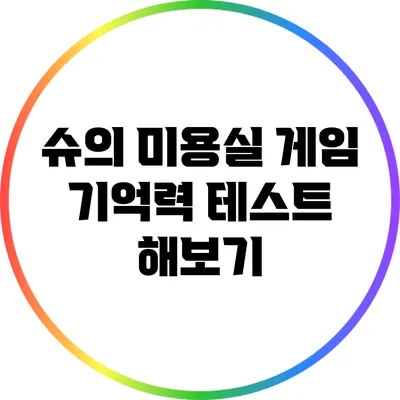 슈의 미용실 게임 기억력 테스트 해보기