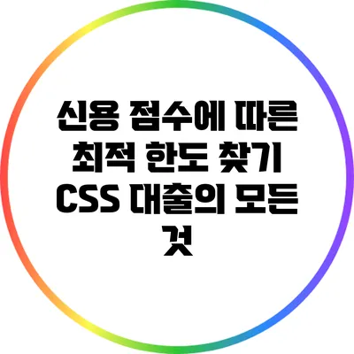 신용 점수에 따른 최적 한도 찾기: CSS 대출의 모든 것