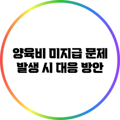양육비 미지급 문제 발생 시 대응 방안