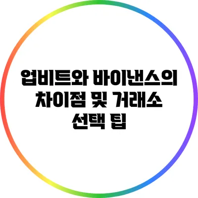 업비트와 바이낸스의 차이점 및 거래소 선택 팁