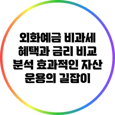 외화예금 비과세 혜택과 금리 비교 분석: 효과적인 자산 운용의 길잡이