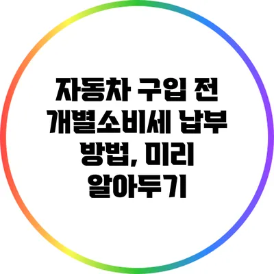자동차 구입 전 개별소비세 납부 방법, 미리 알아두기