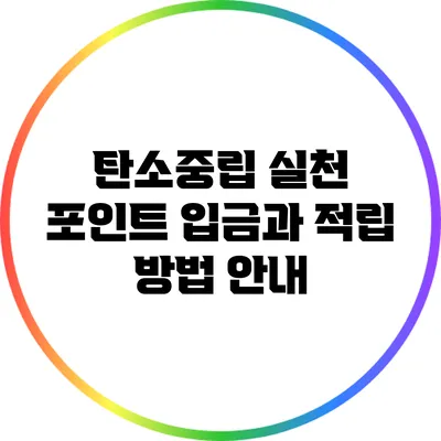 탄소중립 실천 포인트 입금과 적립 방법 안내