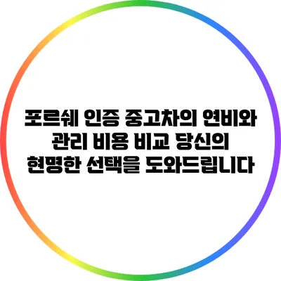 포르쉐 인증 중고차의 연비와 관리 비용 비교: 당신의 현명한 선택을 도와드립니다