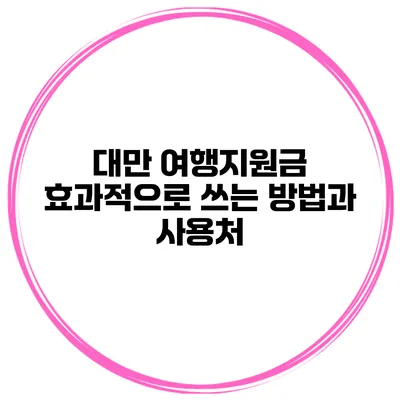대만 여행지원금 효과적으로 쓰는 방법과 사용처