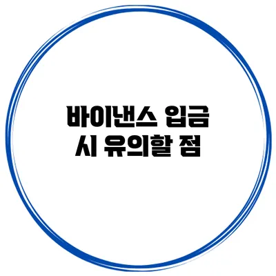 바이낸스 입금 시 유의할 점