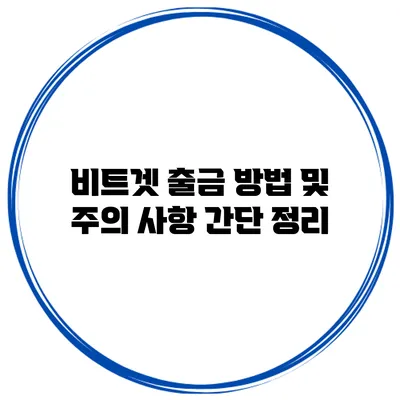 비트겟 출금 방법 및 주의 사항 간단 정리