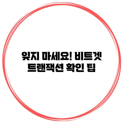 잊지 마세요! 비트겟 트랜잭션 확인 팁