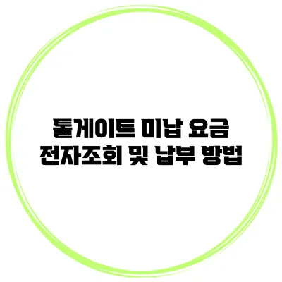 톨게이트 미납 요금 전자조회 및 납부 방법