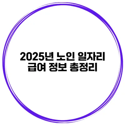 2025년 노인 일자리 급여 정보 총정리