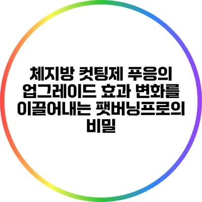 체지방 컷팅제 푸응의 업그레이드 효과: 변화를 이끌어내는 팻버닝프로의 비밀